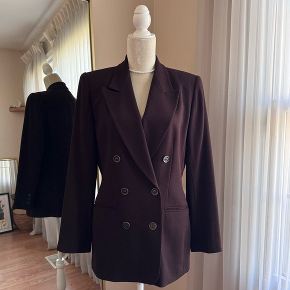Kasper Jackets & Blazers - Kasper & Company Double Breasted Brown Wool Blazer Size 6